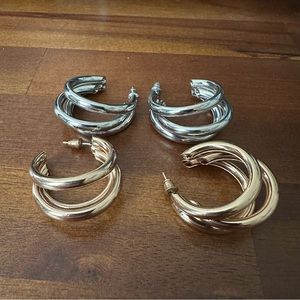 Gold and Silver hoop earrnings
